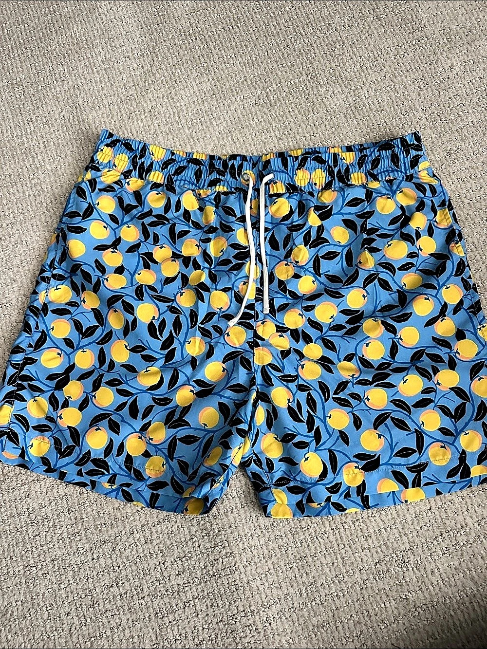 SUMMERSALT Lemon Swim Trunks in Blue & Yellow Size Medium